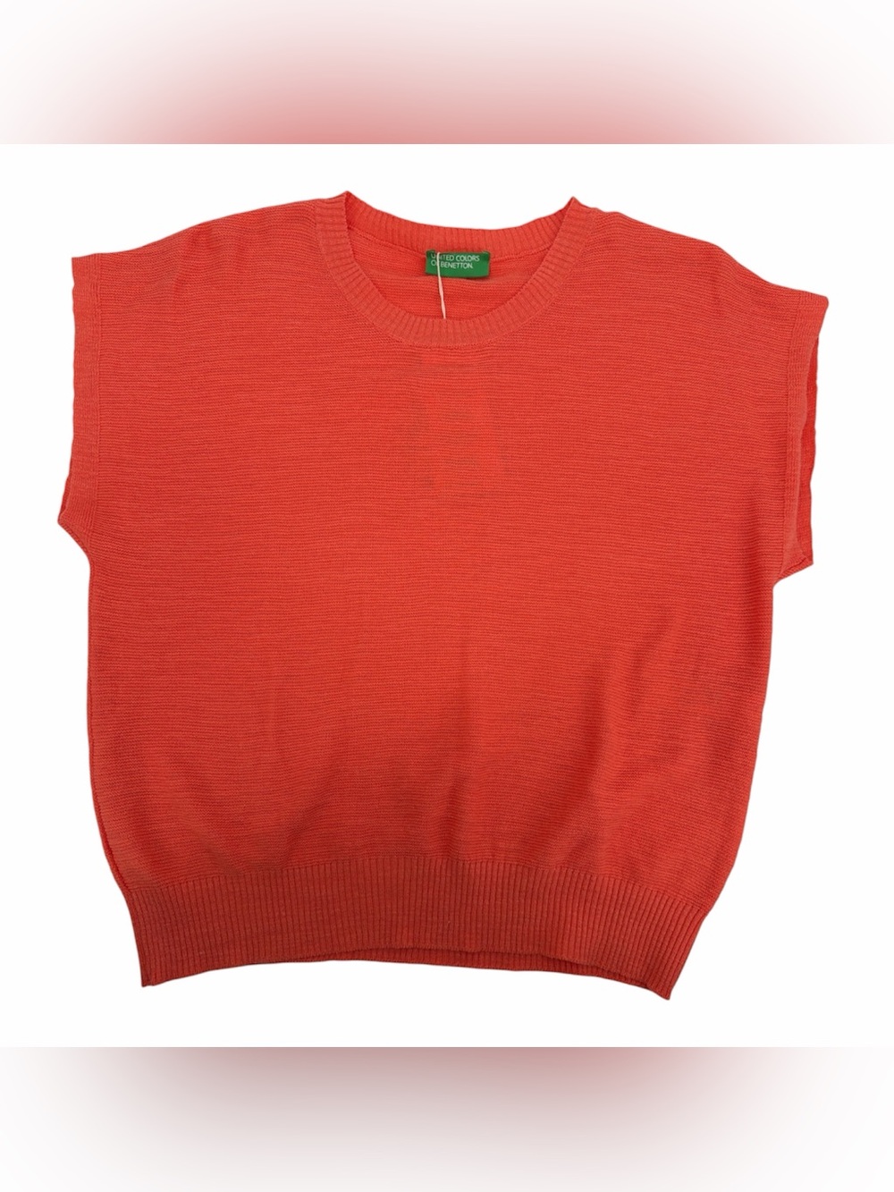United Colors Of Benton Ladies Short Sleeve Sweater Linen Blend Size Medium